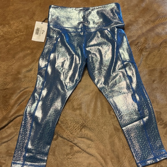 ZYIA Blue Mermaid Metallic Light n Tight hi rise capri 20” 8-10 BNWT - Picture 4 of 6